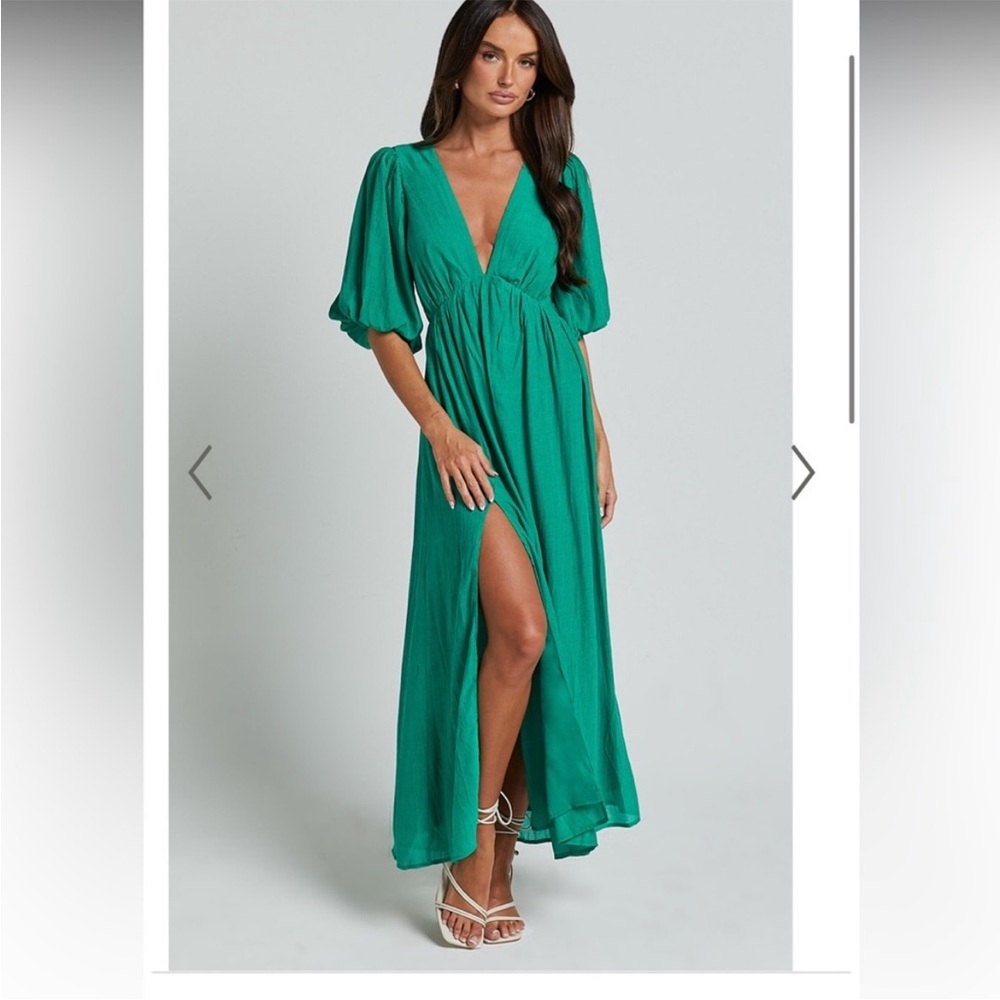 Showpo Green Plunge Neck Midi Dress